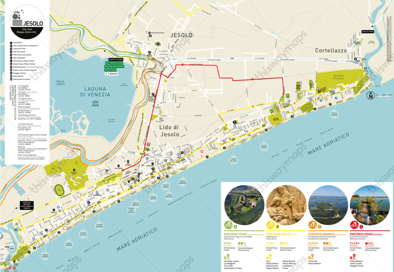 Mappa di Jesolo - thiswaymaps mappe personalizzate e vettoriali